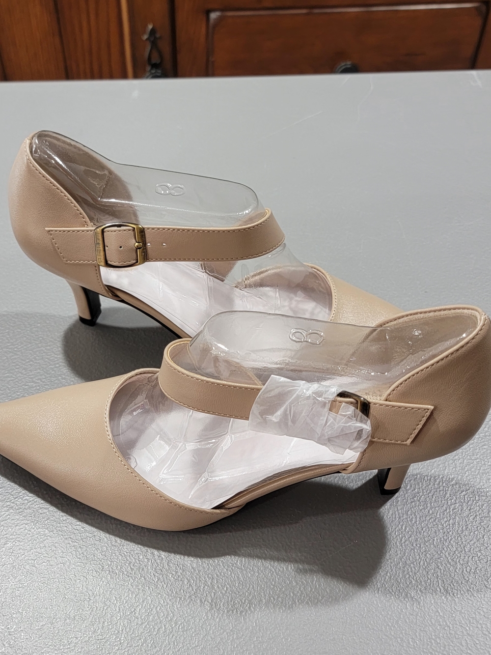 Pointed Mary Jane Kitten Heels in Nude